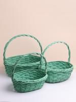 Корзина плетеная 25х19.5х10см зеленый светлый ива S 1/1