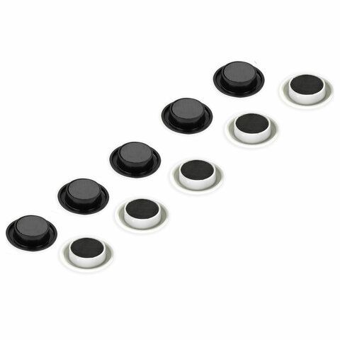 Магниты BRAUBERG диам 30мм 10шт черные белые в блистере 1/24/144