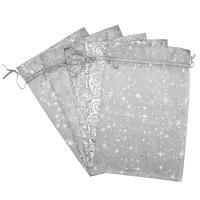 Подарочный мешок текстильный ОРГАНЗА Серебро 5 дизайнов 20х30см 1/50/250