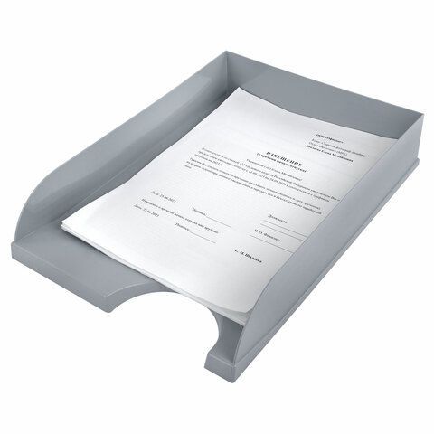 Лоток горизонтальный для бумаг 350х253х65мм серый Standard Brauberg 1/20