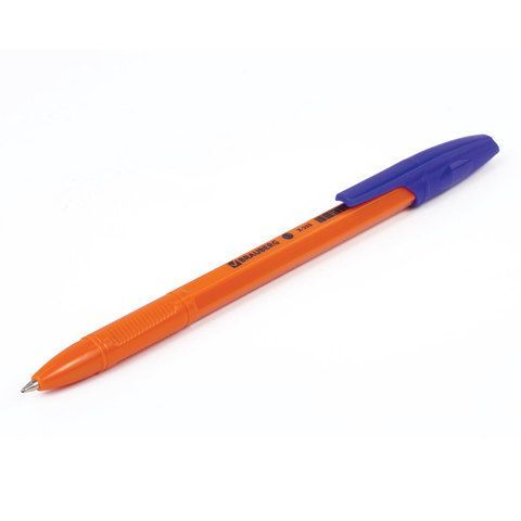Ручка шариковая синяя узел 0,7мм линия 0,35мм корпус оранж BRAUBERG X-333 Orange 1/50/1000