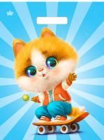 Пакет с вырубной ручкой (31х40)-60 Кот на спорте ламинат Тико 50/500