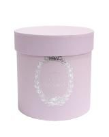 Коробка шляпная 11,5х12см матовая с тиснением светло-сиреневая 1/5