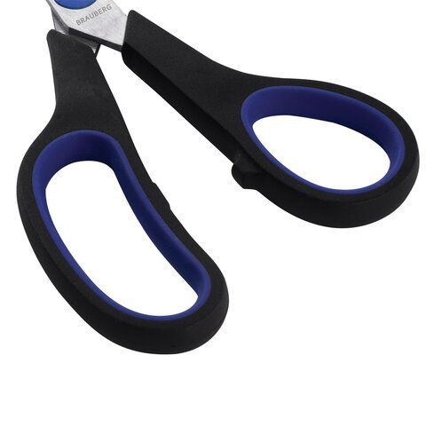 Ножницы 216мм метал черно-синие вставки европодвес Soft Grip Brauberg 1/12