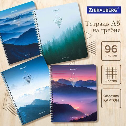 Тетрадь 96л А5 клетка спираль обложка картон Безмятежность 1/4/48