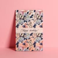 Открытка 12х18см Happy Birthday, бабочки 1/10
