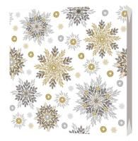 НГ Салфетки (33х33) 3-сл Снежинки золото+серебро  (20) 1/15