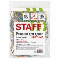 Резинка банк 100гр 80мм STAFF цветная 1/10/200