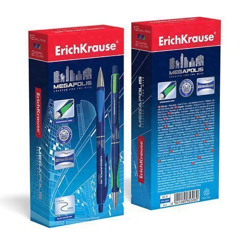 Ручка шариковая автомат синяя 0,7мм корп.синий с рез.вст ERICH KRAUSE Megapolis Concept 1/12(Клиент)