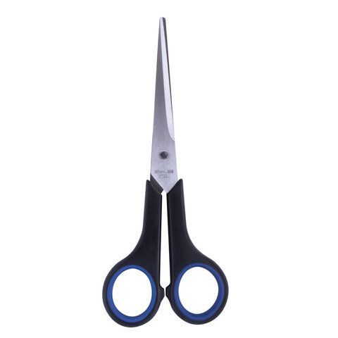 Ножницы 165мм метал черно-синие вставки европодвес Soft Grip Brauberg 1/12