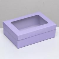Коробка с окном 240х170х80мм картонная сиреневая 5/200