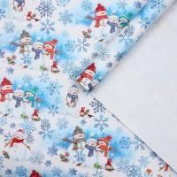 НГ Бумага подарочная 70х100см глянец Снеговички 75г/м 10/300