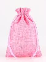 Подарочный мешок холщевый 10х14см розовый 1/10/2000