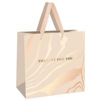 Пакет подарочный бумажный (20х20х10) матовый MESHU Beige 1/12