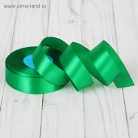 Лента атласная 25мм 25м зеленая 5/5