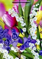 Пакет подарочный бумажный (33х45х12) ламинир Цветы 1/20