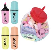 Текстовыделитель мини АССОРТИ линия 1-5 мм BRAUBERG PASTEL банка 1/50