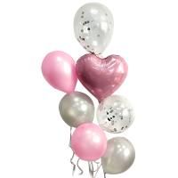 Воздушные шары (набор 1 фольгир Сердце+9 латекс) 10шт 1/300