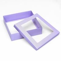 Коробка с окном 300х300х80мм картонная сиреневая 1/5/140