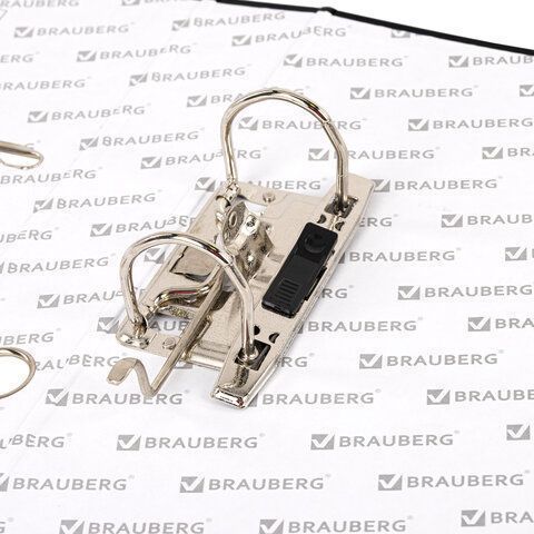 Папка-регистратор А4 50мм BRAUBERG с покрытием из пластика черная с уголком 1/25