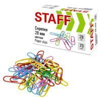 Скрепки 28мм 70шт цветные STAFF 1/10/500