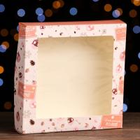 НГ Подарочная коробка 20х20х4см Новогодние шарики  1/5/900