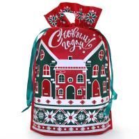 НГ Подарочный мешок текстильный Городок до 1,3кг 23х32,5+4,5см 1/20/500