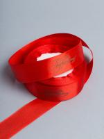 Лента атласная 25мм 25м красная Поздравляем 1/5