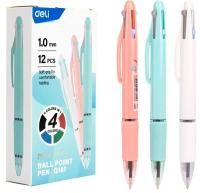Ручка шариковая автомат 4-х цв корпус ассорти Deli EQ181 1/12