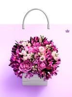 Пакет с пластмассовыми ручками (35х36)-85 Лиловый букетик Тико 10/100