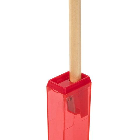 Точилка с контейнером прямоугольная пластиковая тонированный корпус ассорти Пифагор 1/24/720