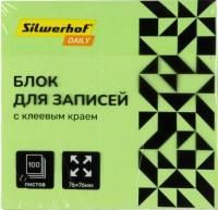 Блок самоклеящийся 76х76мм 100л зеленый неон Silwerhof Daily 1/12/216