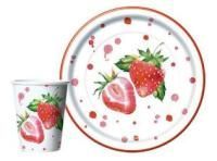 Тарелка картон с рисунком набор 10шт d-230 Клубника 1/48