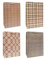 Пакет подарочный бумажный (31х45х19) крафт Клетка  1/12