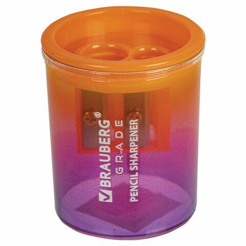 Точилка 2 отверстия с контейнером цвет ассорти Grade BRAUBERG 1/12/720