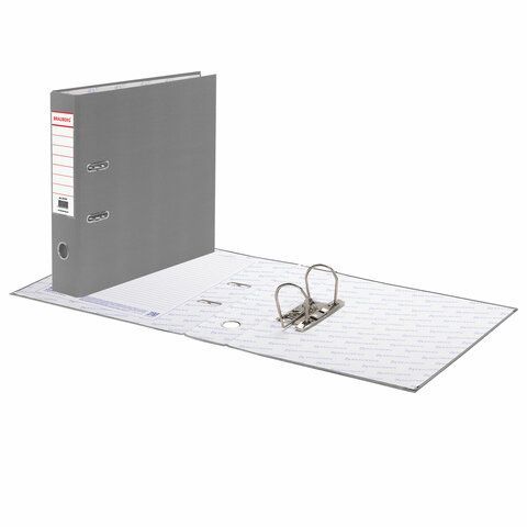 Папка-регистратор А4 70мм BRAUBERG с покрытием из ПВХ, серая (удвоенный срок службы) 1/20