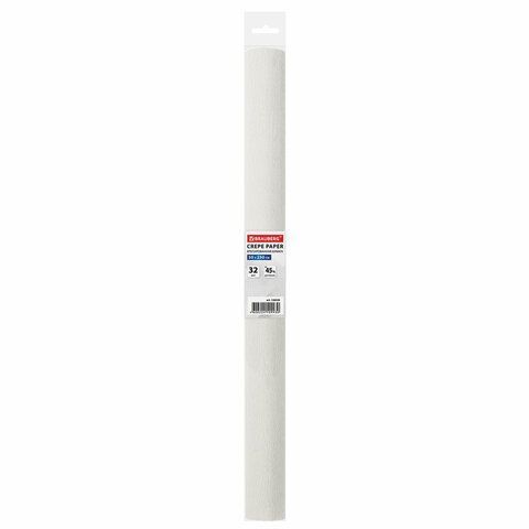 Бумага гофрированная креповая 50см х2,5м белая BRAUBERG  32г/м 1/10/200