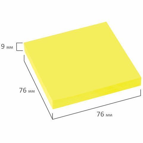 Блок самоклеящийся 76х76мм 100л желтый неон STAFF 1/24