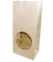 Пакет бумажный крафт 120х80х250 70гр/м с окном круг 100/500 