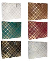 Пакет подарочный бумажный (50х40х15) Золотая шотландка 1/12