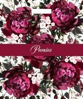 Пакет с вырубной ручкой (38х45)-60 Бордовые пионы Тико 50/500 