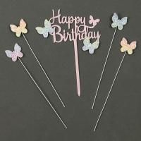 Топпер для торта С днем рождения бабочки набор 5шт 1/20