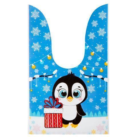 НГ Пакет подарочный (13,8х23) с ушками с зажимами полиэтилен 1/35