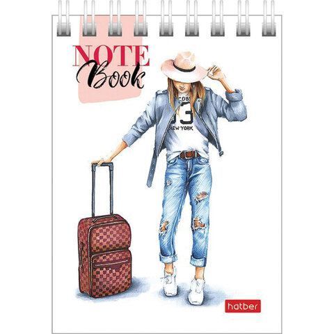 Блокнот 60л А7 75х105мм клетка гребень картон Хатбер Happy time 1/78