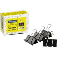Зажимы для бумаг 15мм на 45л (12шт) черные в картонной коробке OfficeSpace 1/12