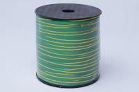 Лента упаковочная бобина 0,5см х 250м зеленая золотой полосой 1/1