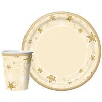 Тарелка бумажная d-230мм Звезды на ванили 10 шт 1/48