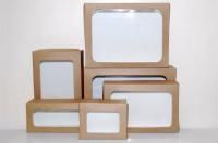 Контейнер бумажный с окном 2300мл 260х160х55мм крафт ламин 50/250 Контейнер бумажный с окном 2300мл 260х160х55мм крафт ламин 50/250