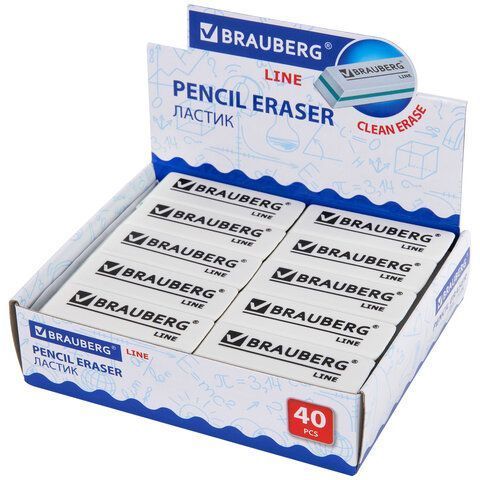 Ластик 57х18х8мм термопластичная резина скошенные края Partner BRAUBERG 1/40/960