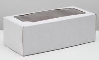 Коробка с окном 350х160х120мм картонная белая 1/5